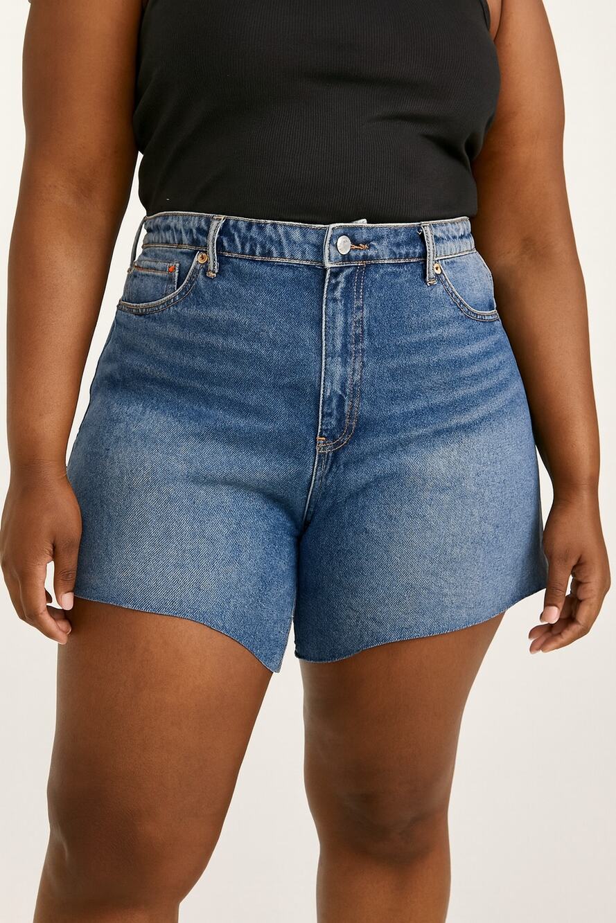 House of Harlow High Rise Mom Midi Cut Off Denim Shorts Size 33/16 NWT